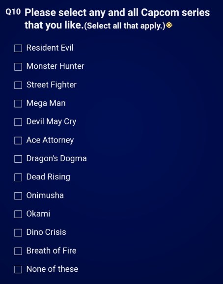 Capcom would like to know which legacy and current franchises you like ...